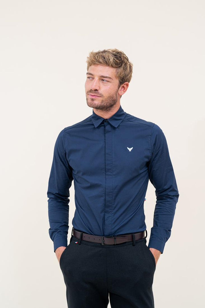 Chemise zip Marine homme - Elom