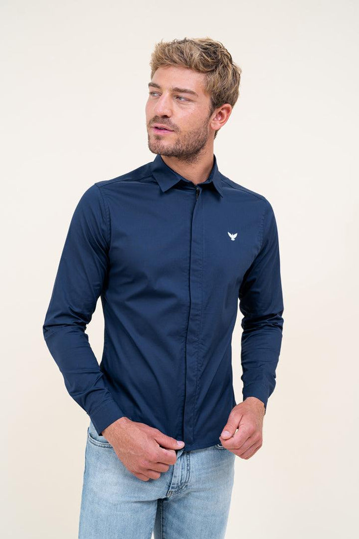 Chemise zip Marine homme - Elom