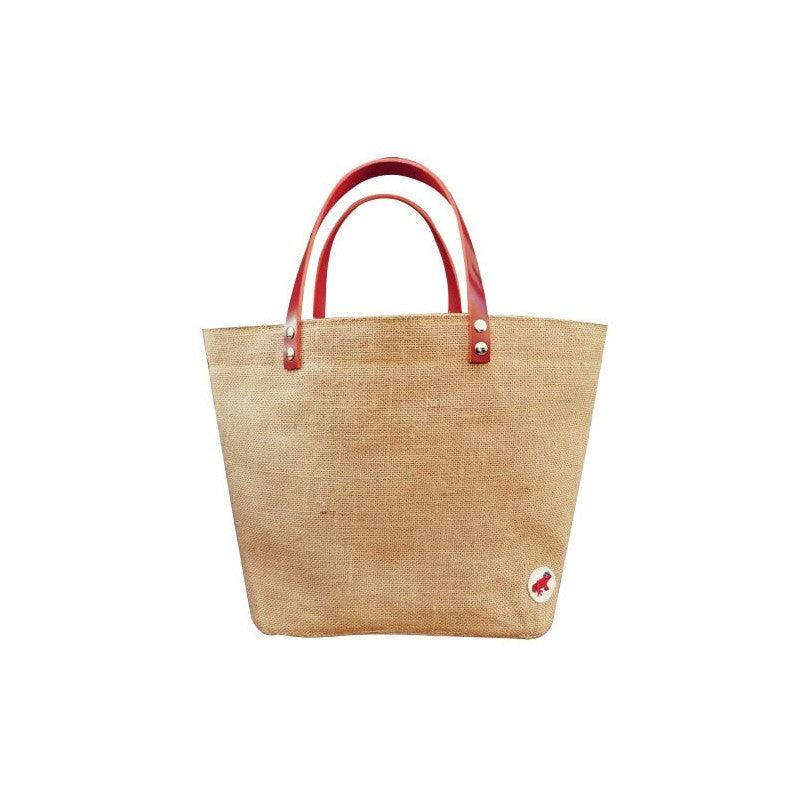 Jute tote bag - Small classic - Red frog