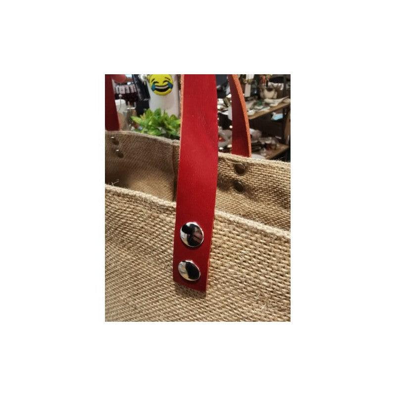 Jute tote bag - Small classic - Red frog