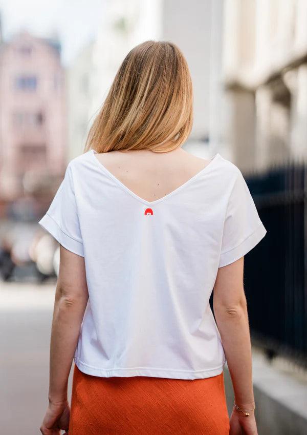 T-shirt femme en lin  "Let the music play" rouge - Jeanne a dit