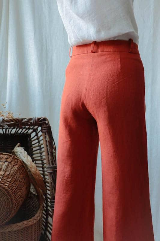 L’INCOMPARABLE pantalon ample en lin orange - C.Bergamia - E-POP MODE - Corner de mode phygital