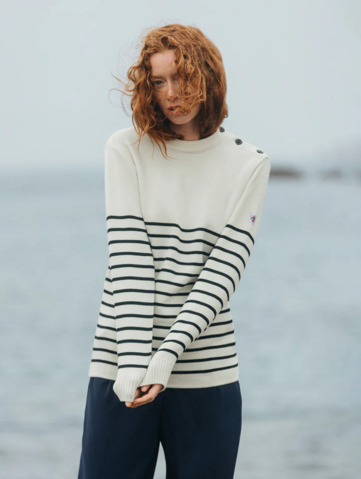 Pull marin "Petit Erquy" 50% Laine Femme- Ecru - Baie des Caps