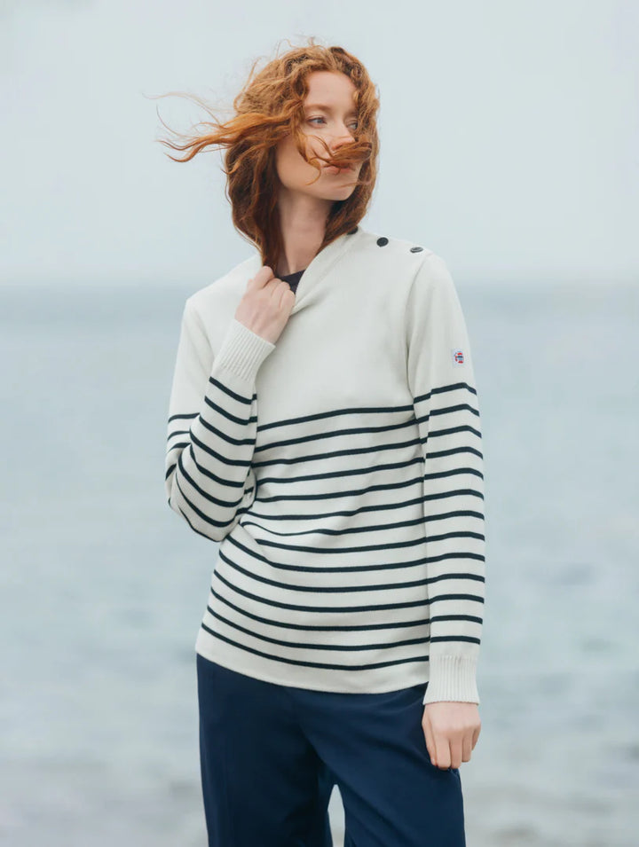 Pull marin "Petit Erquy" 50% Laine Femme- Ecru - Baie des Caps