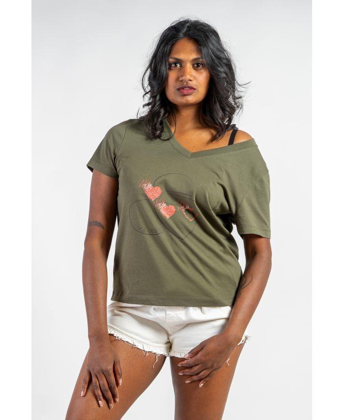 WOMEN'S V-NECK T-SHIRT IN ORGANIC COTTON - Ky-Kas