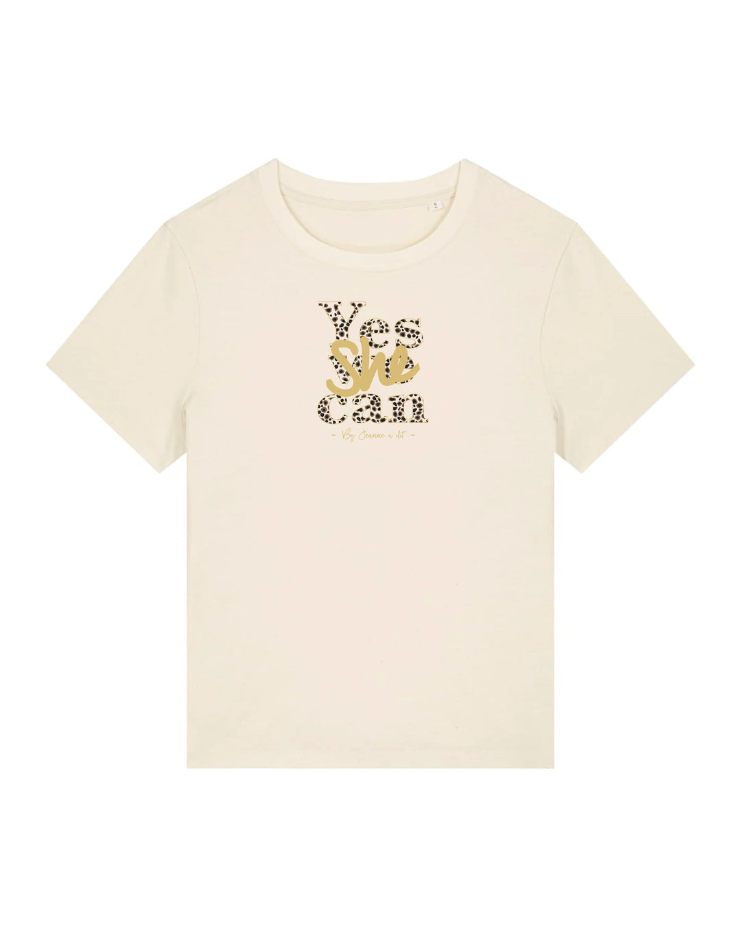 T-shirt femme en coton Bio " Yes she can " léopard