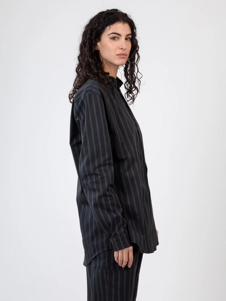 Chemise Yaku – Black & White Stripe - Kanten