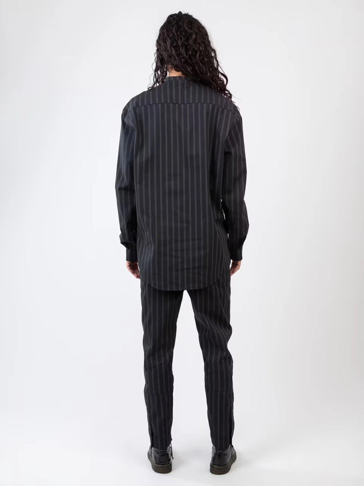 Chemise Yaku – Black & White Stripe - Kanten