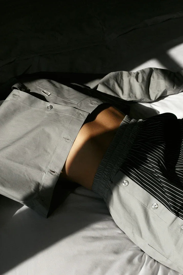 Chemise 2 en 1 unie grise - Gina - BOBO Paris