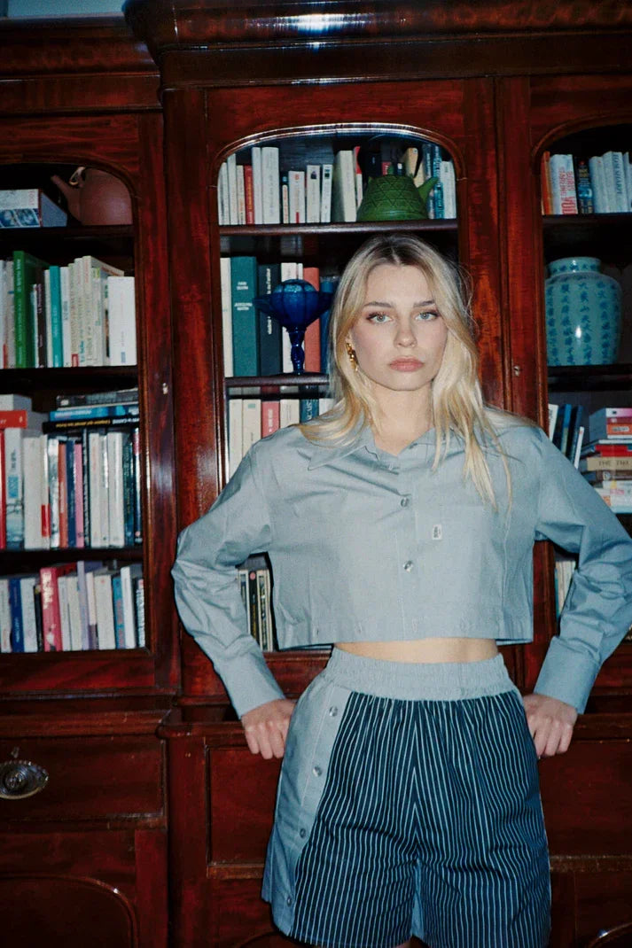 Chemise 2 en 1 unie grise - Gina - BOBO Paris