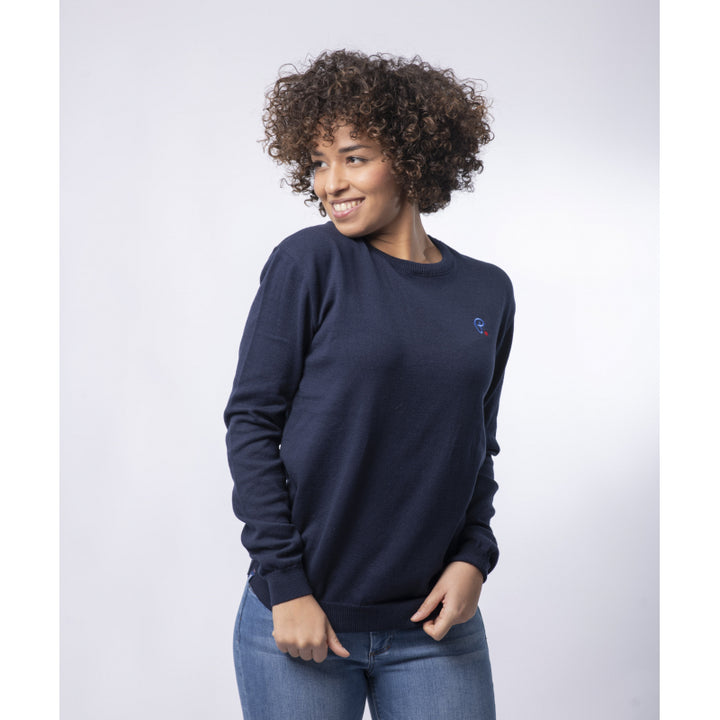 Pull Col rond Marine Coton Bio - Camille - Le Pull Français