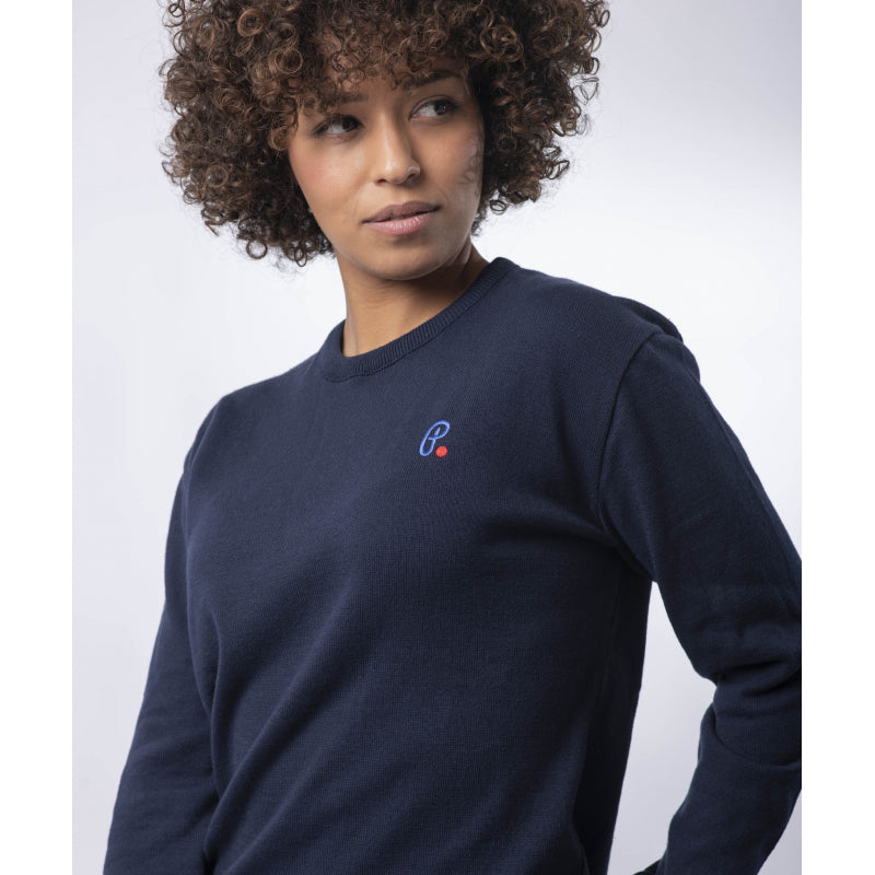 Pull Col rond Marine Coton Bio - Camille - Le Pull Français