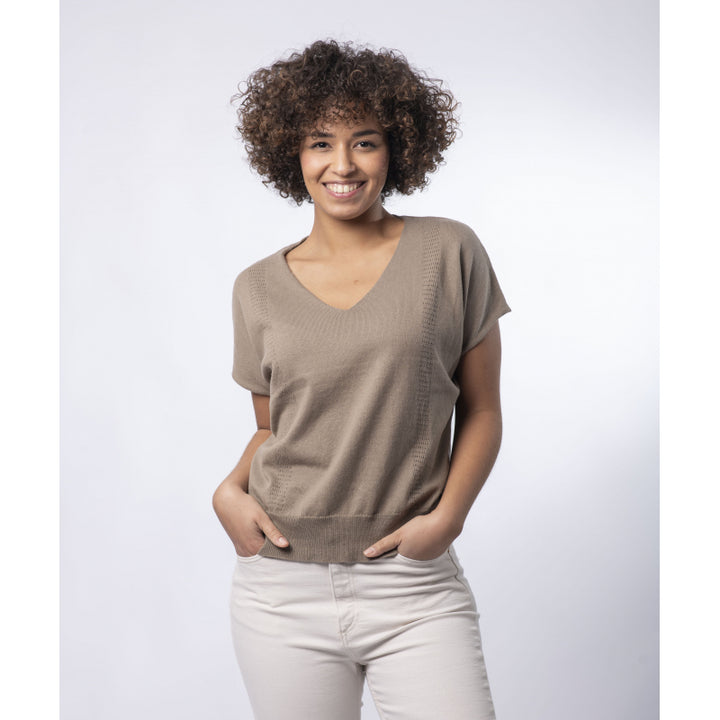 Organic Cotton Short Sleeve V-Neck Sweater - 2 Colors - Louison - Le Pull Français