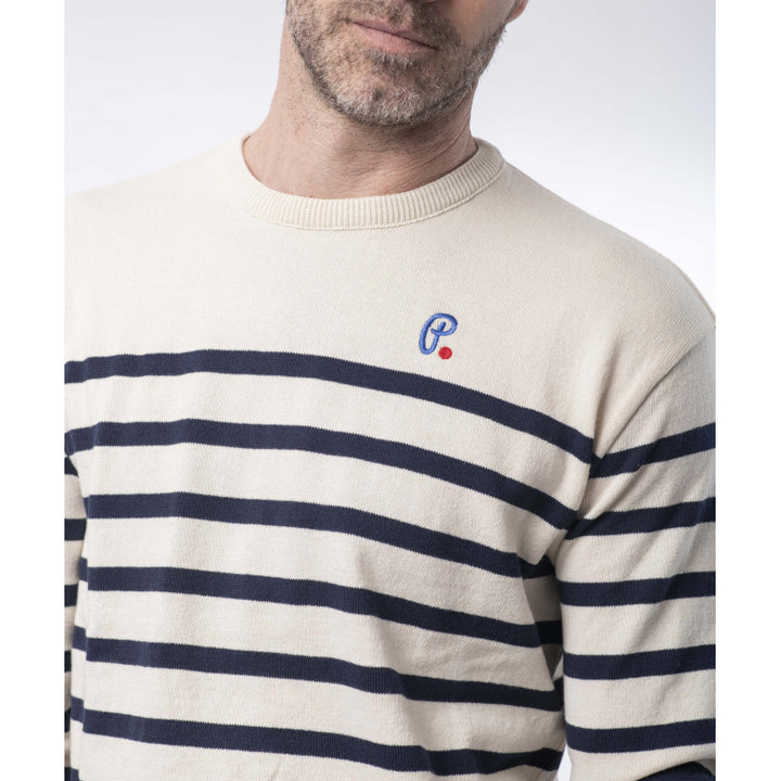 Men's Round Neck Organic Cotton Sweater - 2 colors - Navy - Le Pull Français