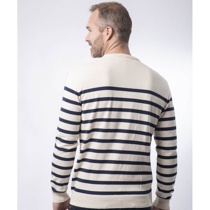 Men's Round Neck Organic Cotton Sweater - 2 colors - Navy - Le Pull Français