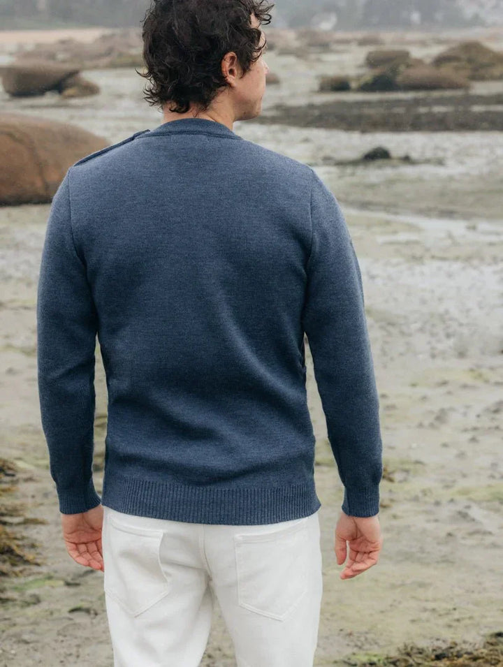 "Petit Erquy" Navy 100% Wool Men's Sailor Sweater - Baie des Caps