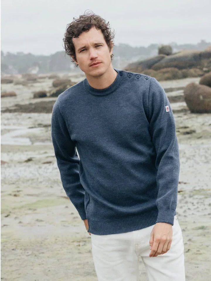 "Petit Erquy" Navy 100% Wool Men's Sailor Sweater - Baie des Caps