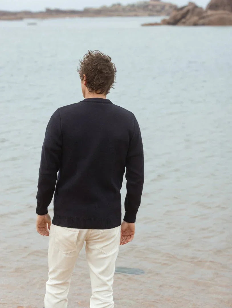 "Petit Erquy" Navy 100% Wool Men's Sailor Sweater - Baie des Caps