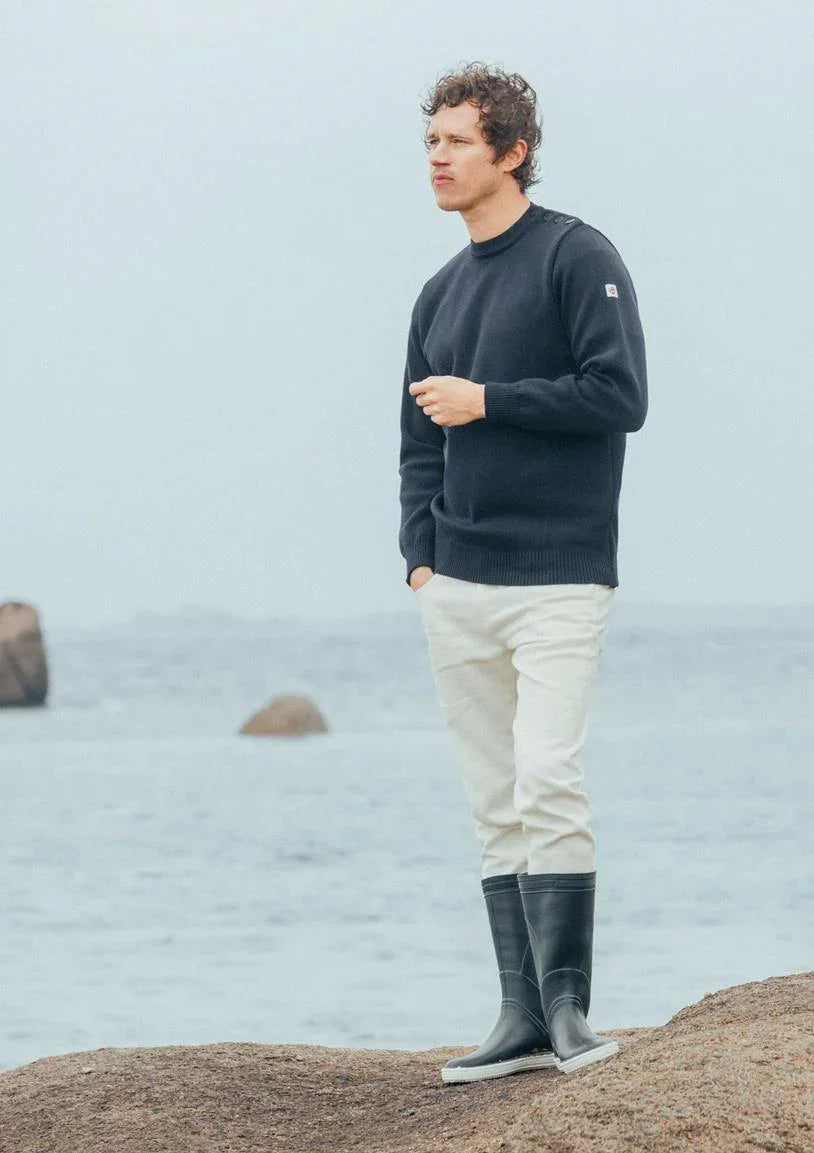 "Petit Erquy" Navy 100% Wool Men's Sailor Sweater - Baie des Caps