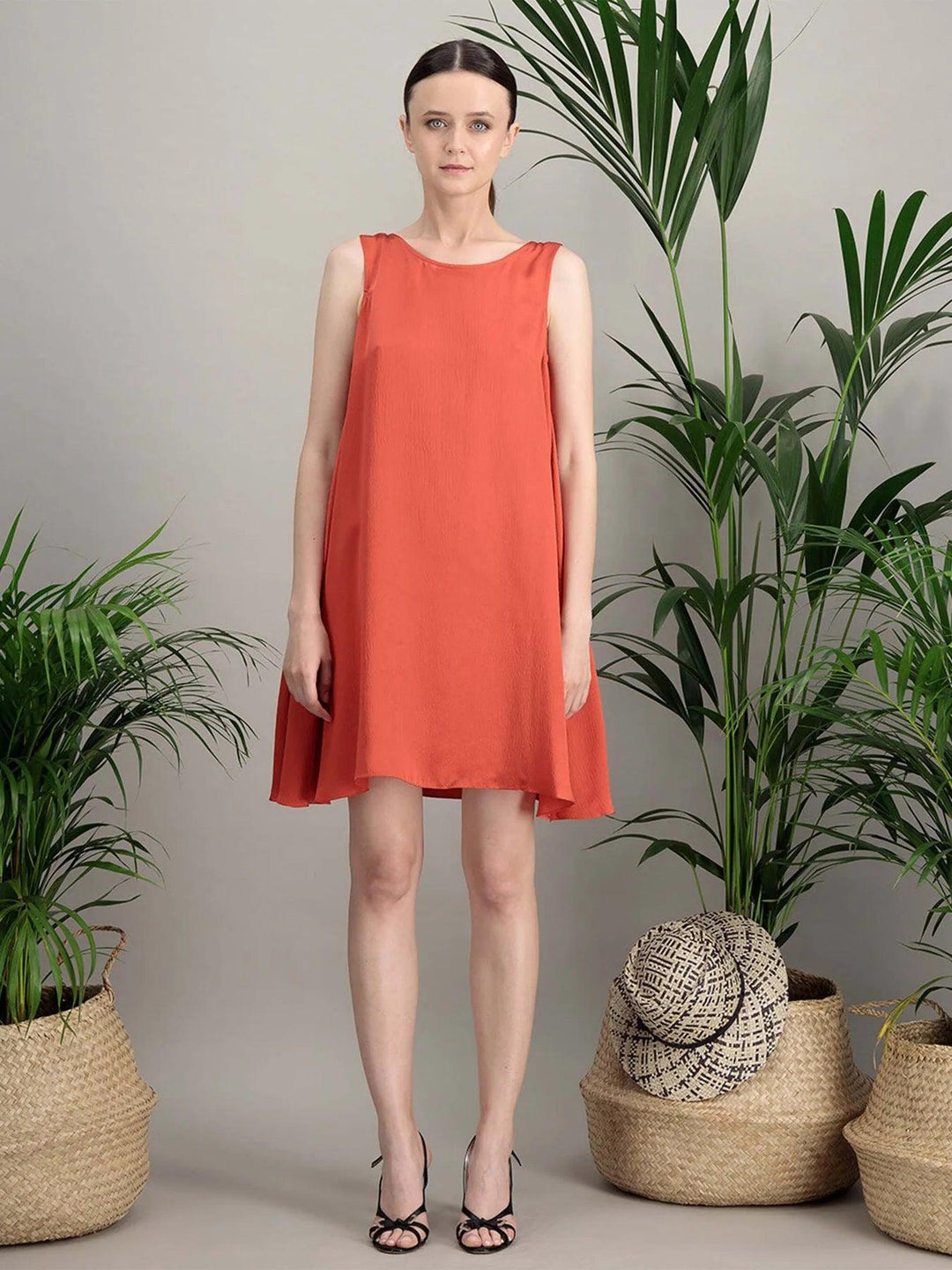 robe-soie-gaufree-orange-evasee-miscelia-1_E-POP-MODE