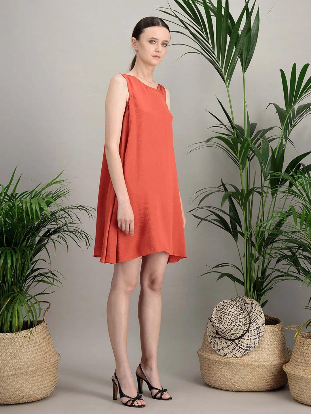 robe-soie-gaufree-orange-evasee-miscelia-2_E-POP-MODE