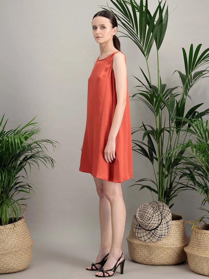 robe-soie-gaufree-orange-evasee-miscelia-3_E-POP-MODE